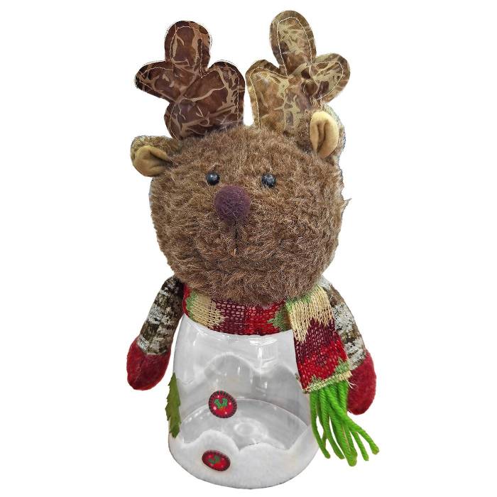 93-3713 Τάρανδος Φιγούρα με Βάζο Γλυκών 25x9cm χονδρική, Χριστουγεννιάτικα χονδρική