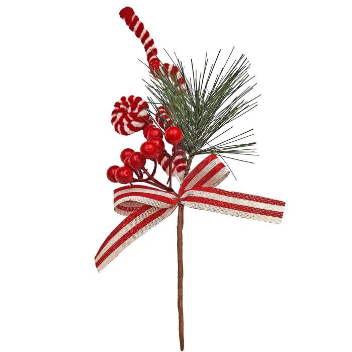 93-3738 Κλαδί με Φιόγκο & γκι 30cm χονδρική, Χριστουγεννιάτικα χονδρική