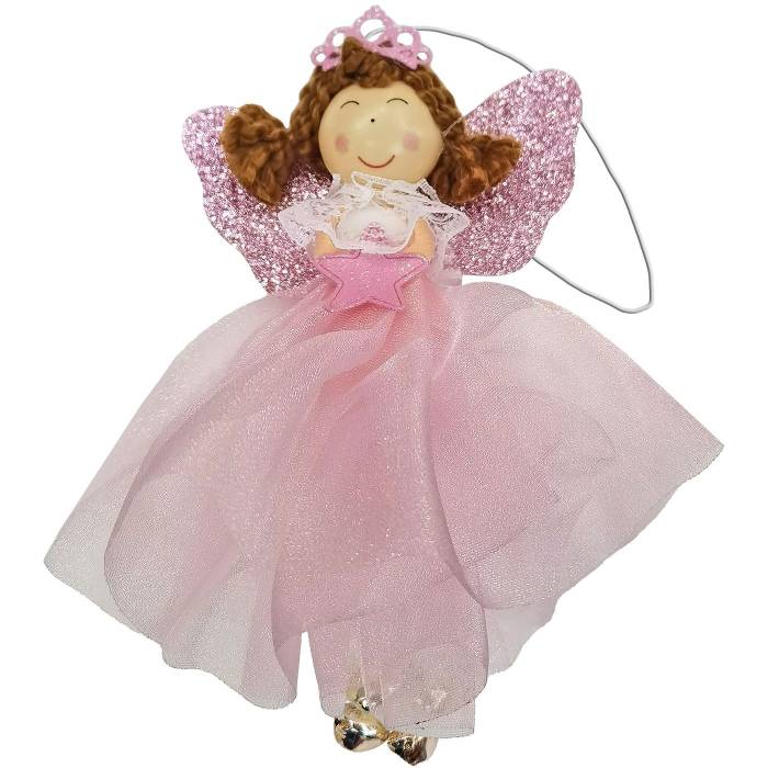 93-3788 Στολίδι Μπαλαρίνα ροζ με 2 Καμπανάκια 18cm χονδρική, Χριστουγεννιάτικα χονδρική