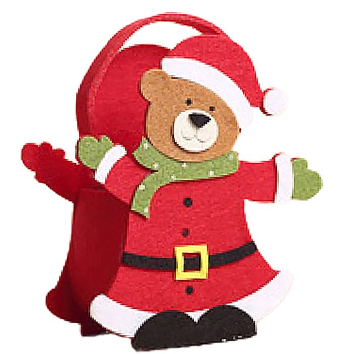 93-3818 Καλάθι Τσόχινο Αρκούδος με Σκούφο 16x15x6cm χονδρική, Χριστουγεννιάτικα χονδρική