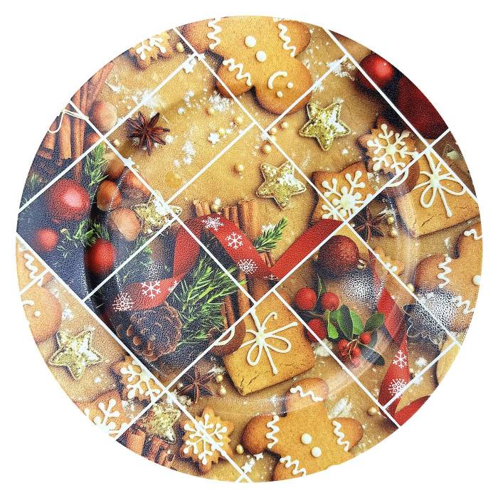 93-3854 Πιατέλα Πλαστική Μπισκότα και Μπάλες ø31cm χονδρική, Χριστουγεννιάτικα χονδρική