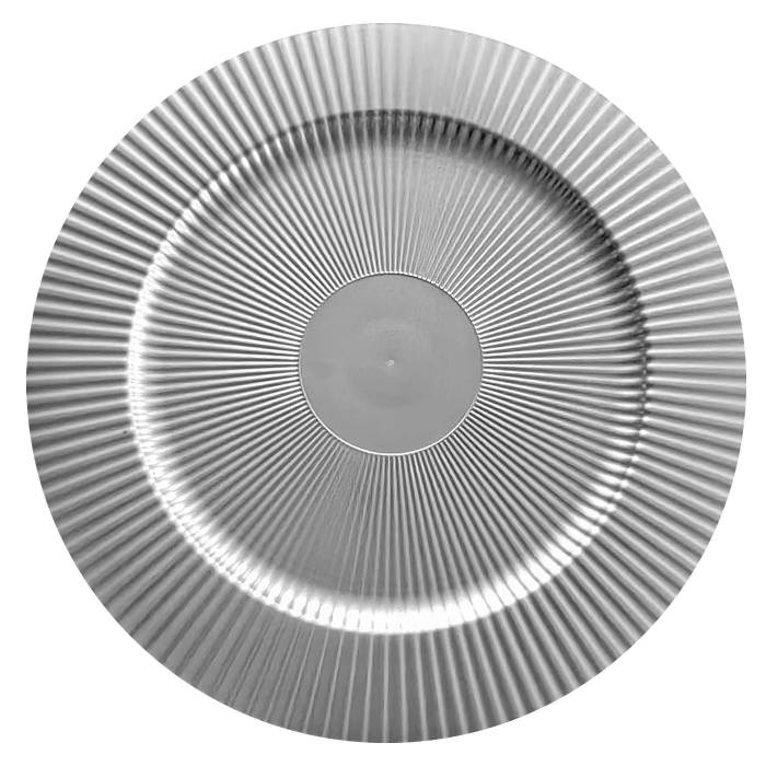 93-3856 Πιατέλα Πλαστική Ασημί με Γραμμές ø31cm χονδρική, Χριστουγεννιάτικα χονδρική