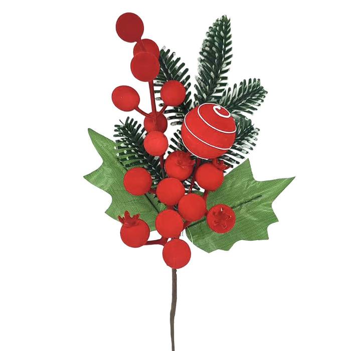 93-3876 Κλαδί με Ρόδια, Μπάλα, γκι 27cm χονδρική, Χριστουγεννιάτικα χονδρική