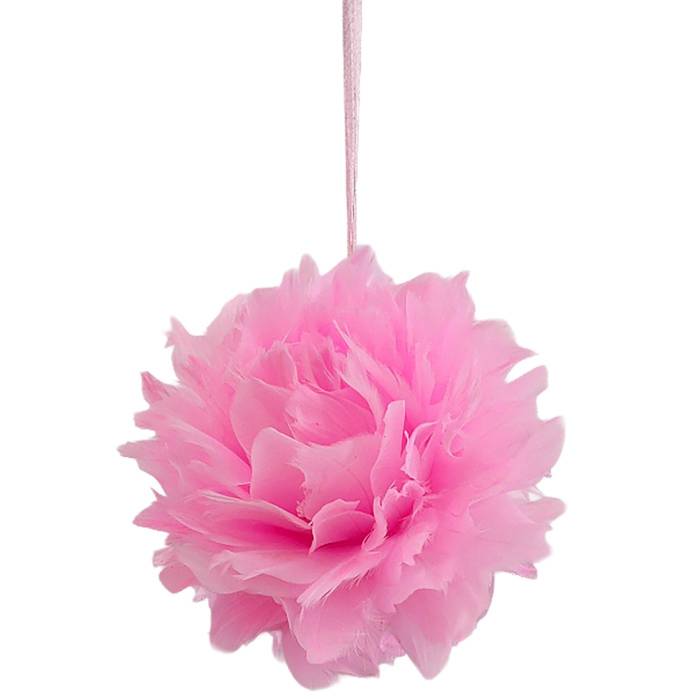 93-3889 Μπάλα Χριστουγέννων με Φτερά & Πούπουλα Ροζ ø10cm χονδρική, Χριστουγεννιάτικα χονδρική