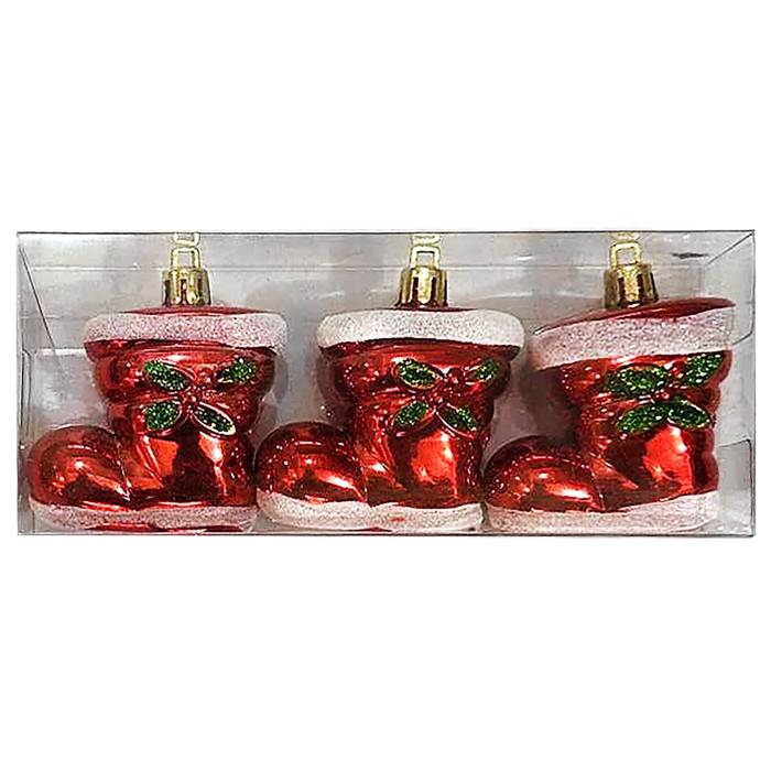 93-3910 Μπότες Κρεμαστές Δέντρου Χριστουγέννων σετ=3τεμ 6,5x5cm χονδρική, Χριστουγεννιάτικα χονδρική