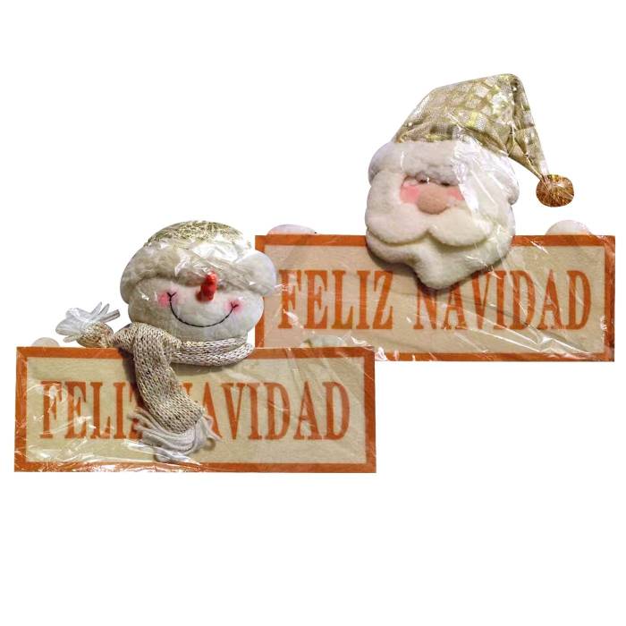 93-4026 Πινακίδα Feliz Navidad με Πάνινη Φιγούρα 36x28cm χονδρική, Χριστουγεννιάτικα χονδρική